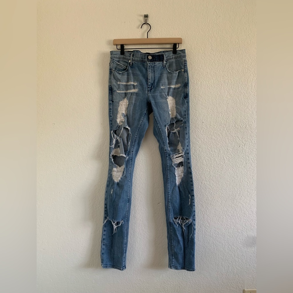 RtA Bryant Skinny Fit Distressed Jeans Men’s Size 32 Medium Blue Wash Denim - Picture 1 of 11